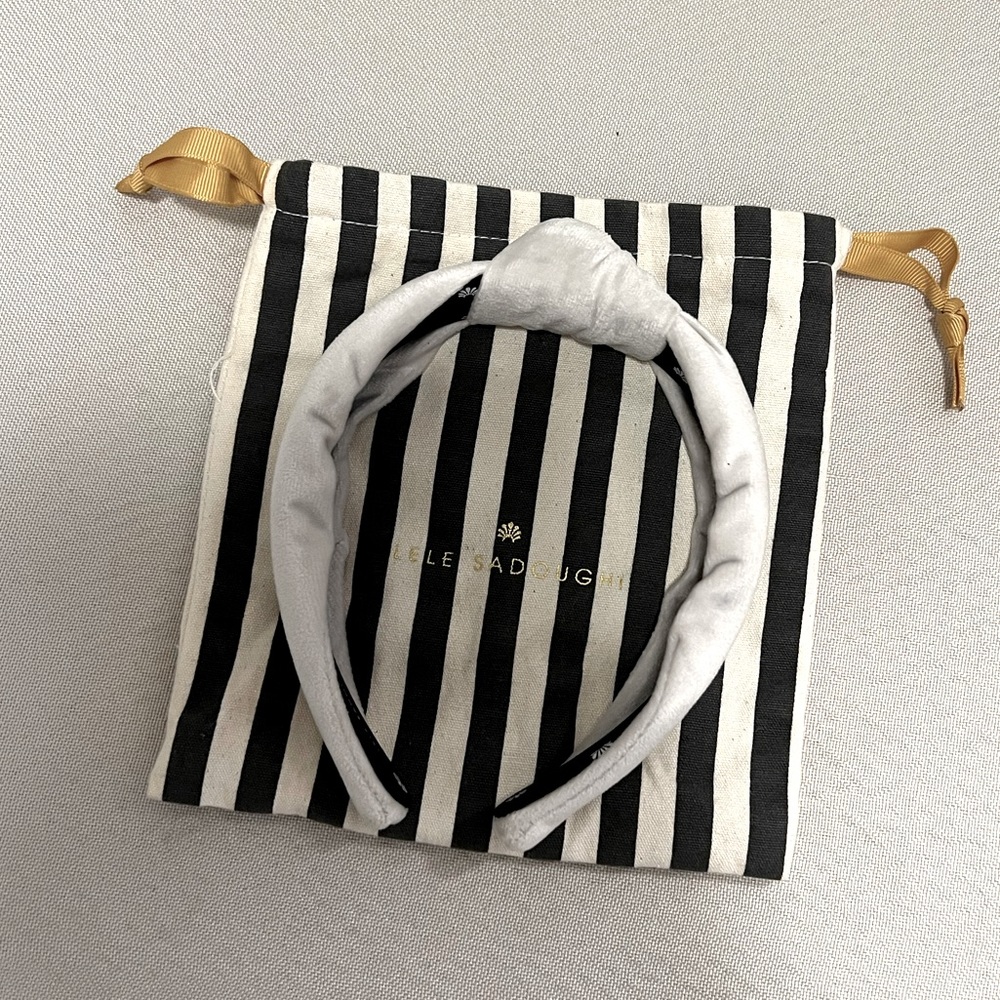 Lele Sadoughi White Velvet Knotted Headband